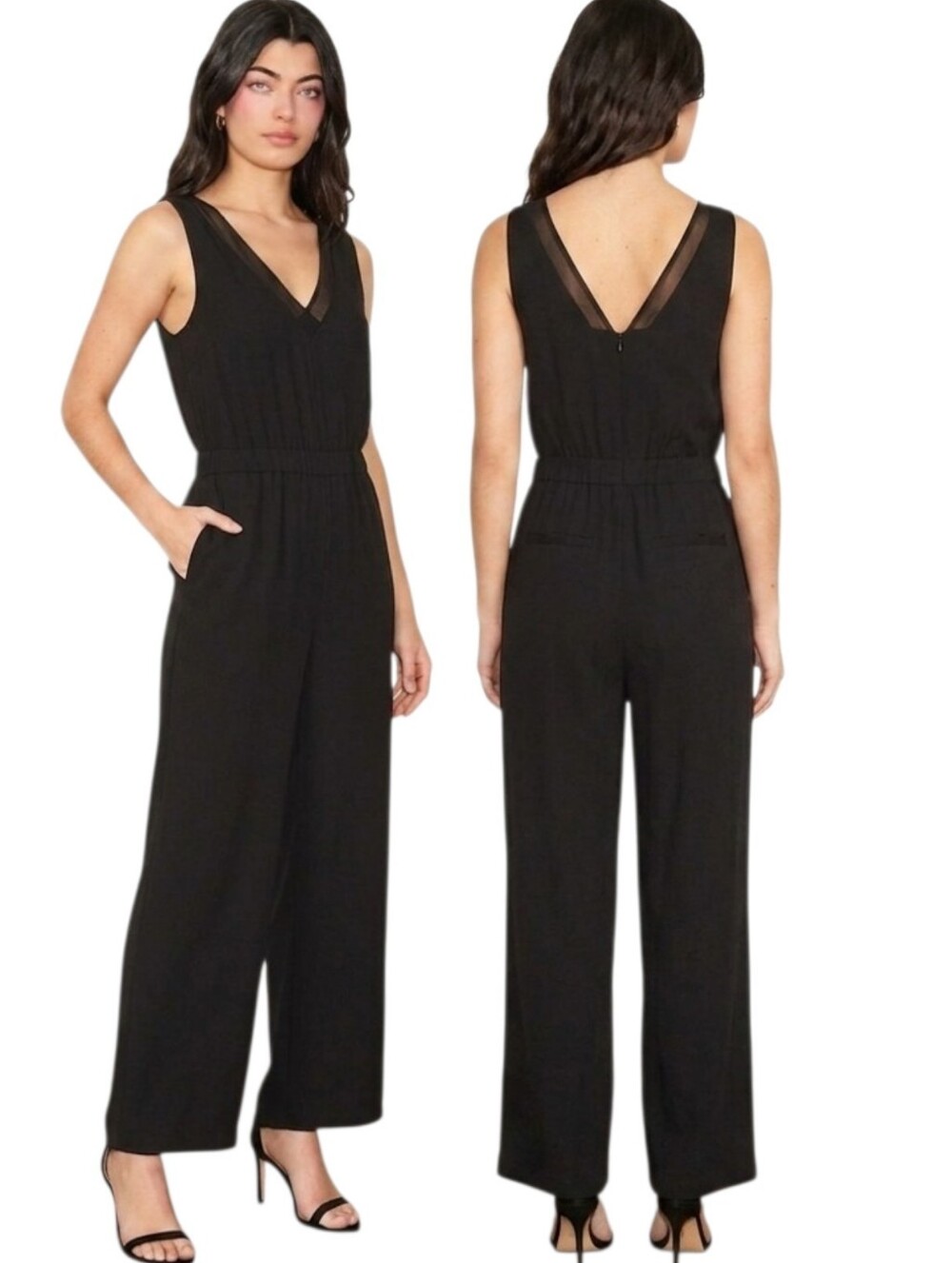 BANANA REPUBLIC Black V-neck Jumpsuit - Size 4
